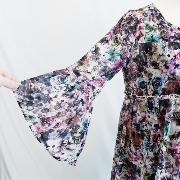 NWOT Jessica Simpson Maternity Floral Semi Sheer Peasant Blouse - Picture 9 of 11